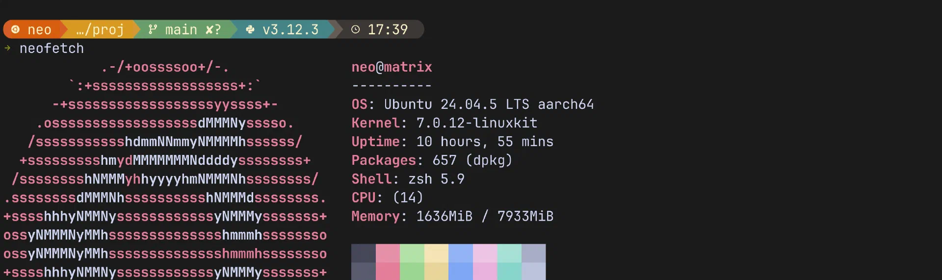 The gruvbox prompt in a terminal
