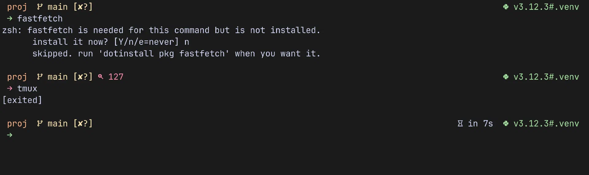 The minimal prompt in a terminal